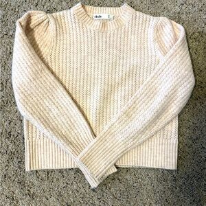 Elodie open knit puff shoulder sweater